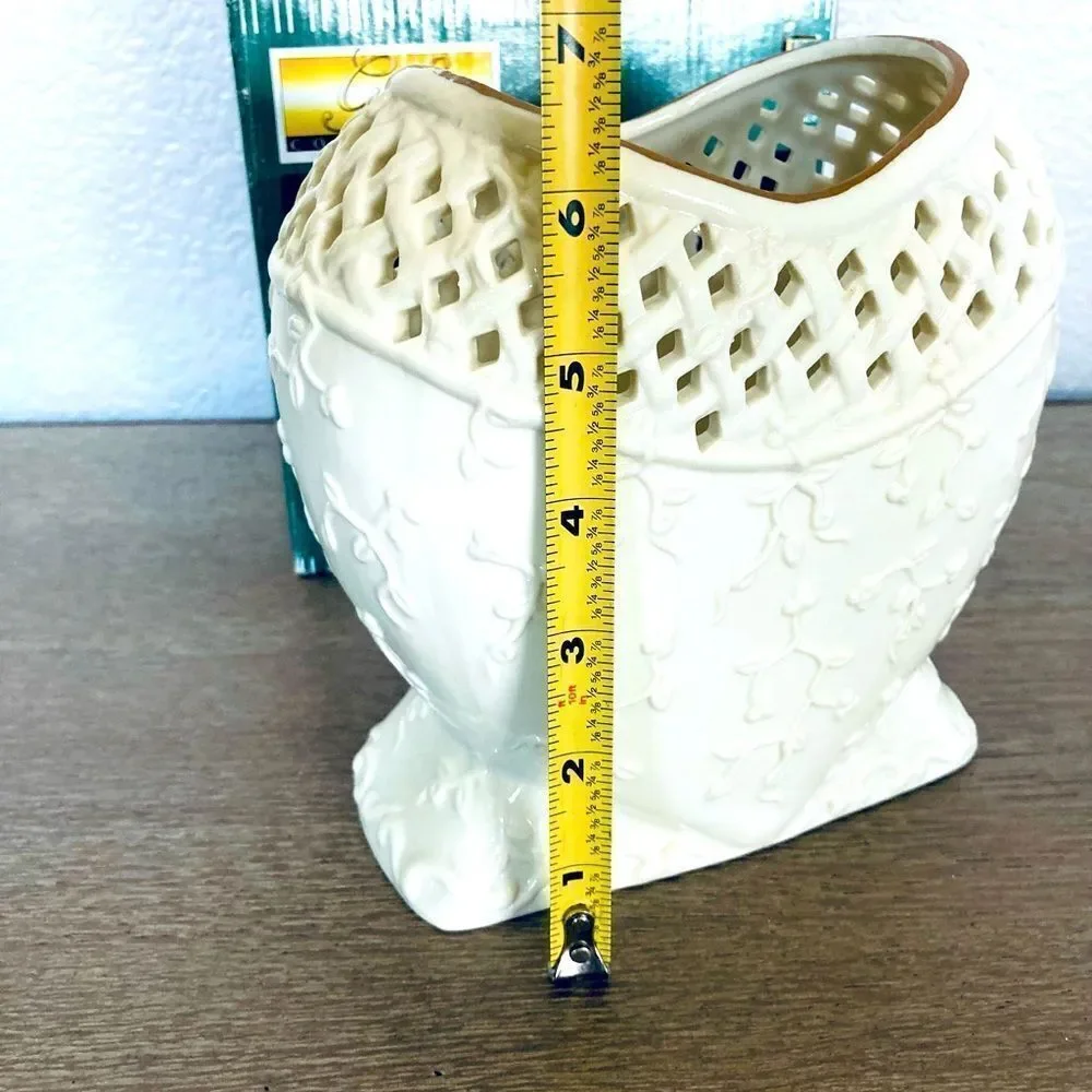 Vintage Porcelain Heart Floral Rose Vase